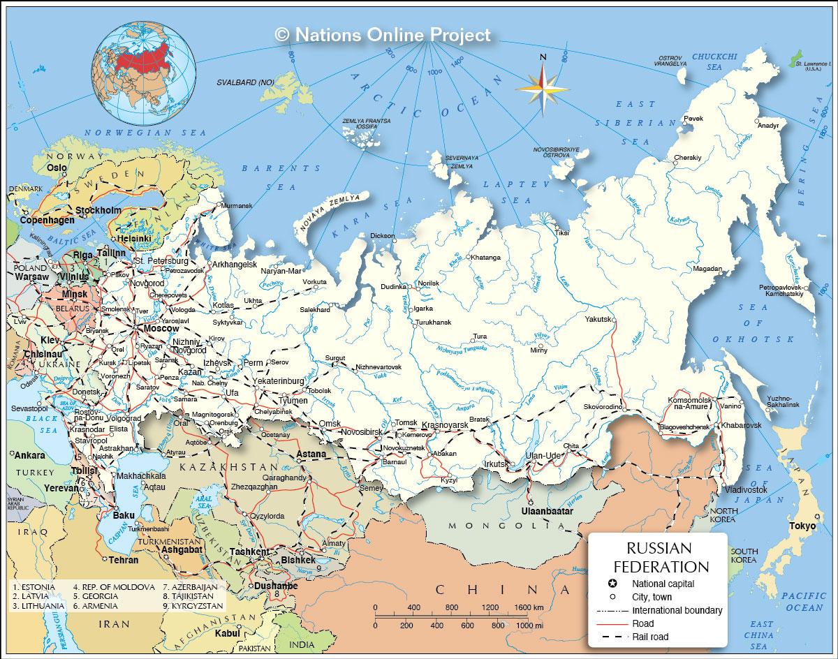 国に隣接するロシア地図 地図のロシアおよび隣接諸国 中東欧 ヨーロッパ