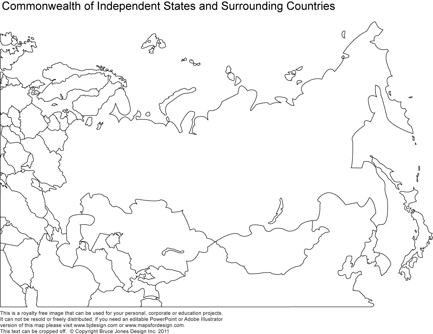 白地図のロシアと周辺諸国 白地図のロシア共和国 東欧 ヨーロッパ