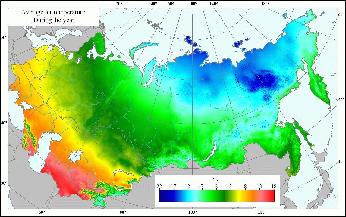 地図のロシアの温