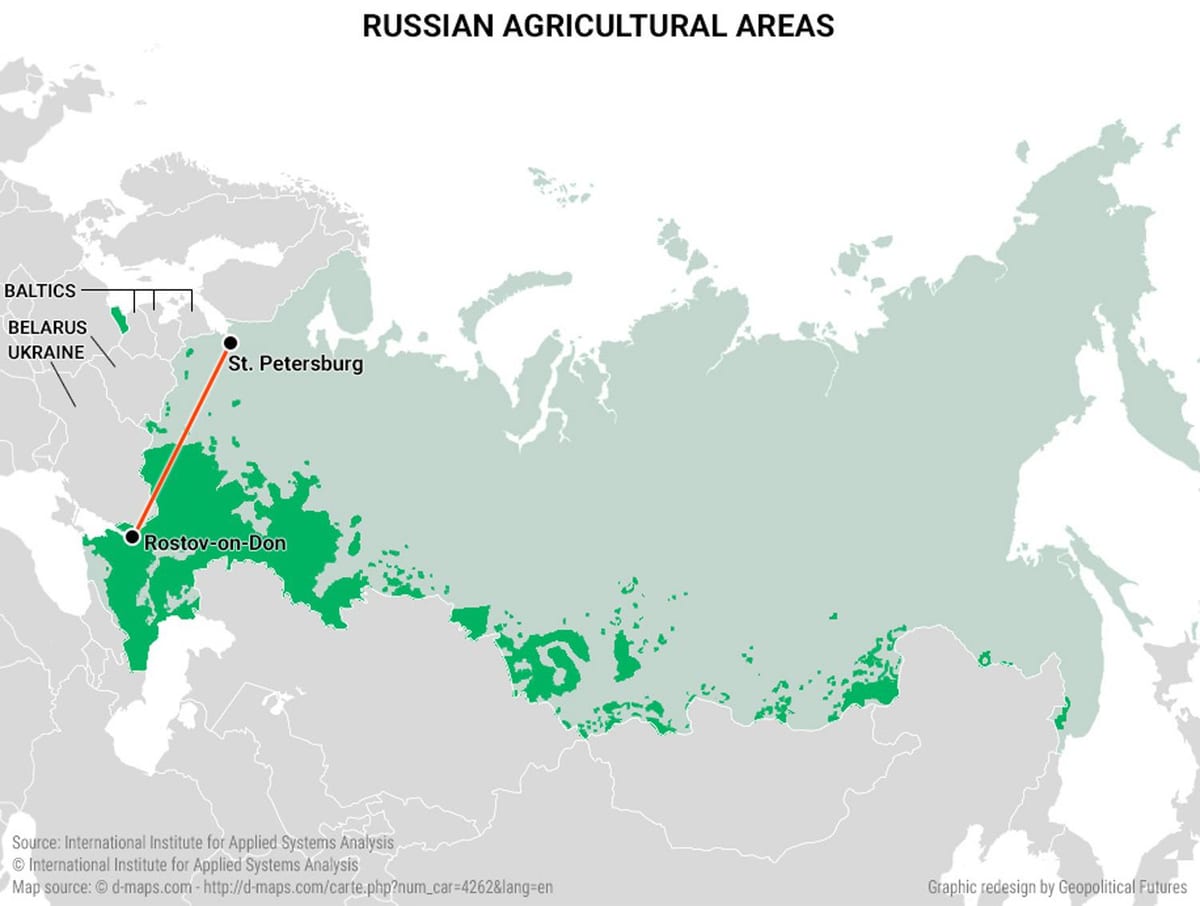 地図のロシアの農業