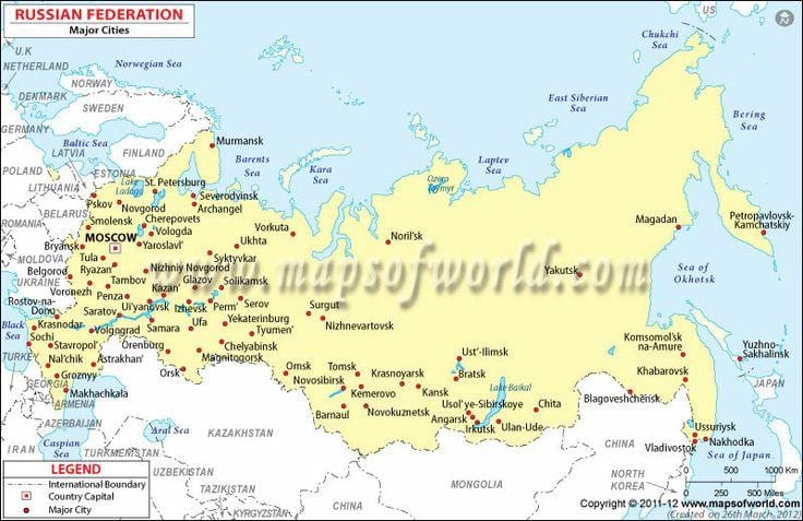 地図のロシアの都市
