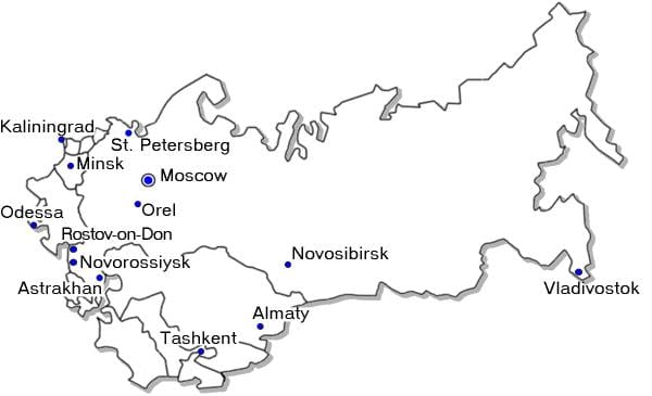 地図のロシア主要都市