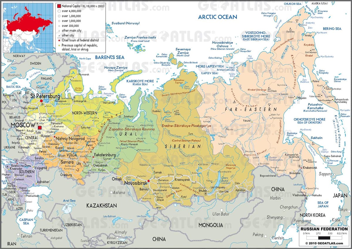 地図のロシア国