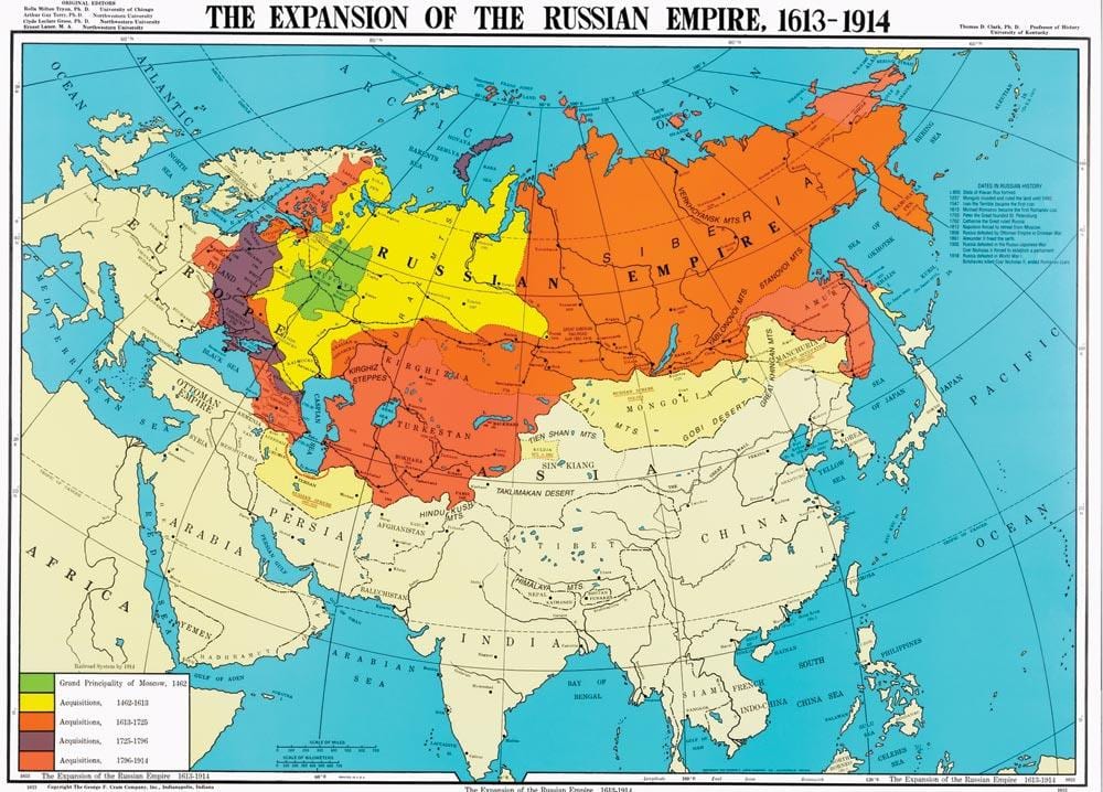 地図のロシア1914年