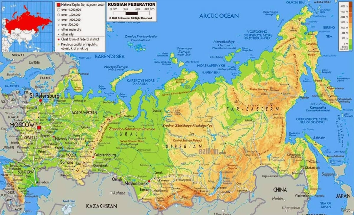 ロシアの地理的地図