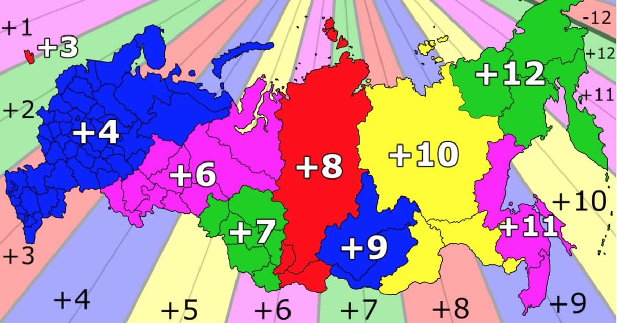 時間帯はロシア地図