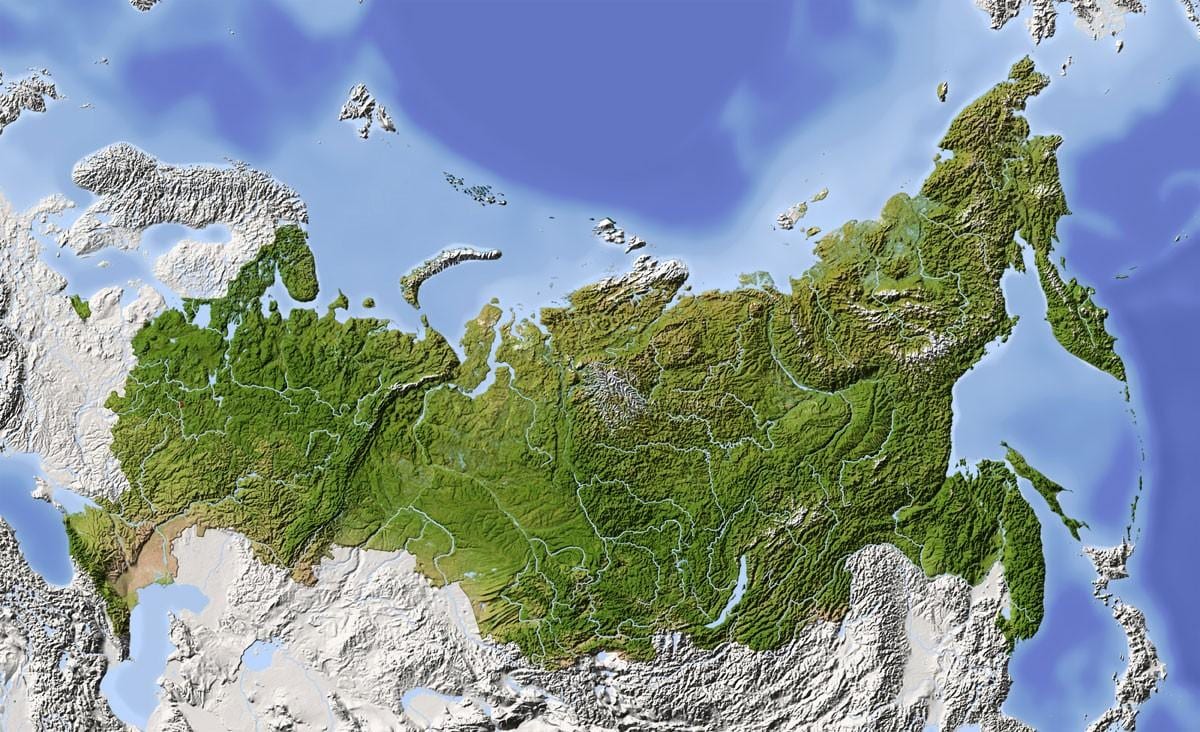 衛星のロシア地図