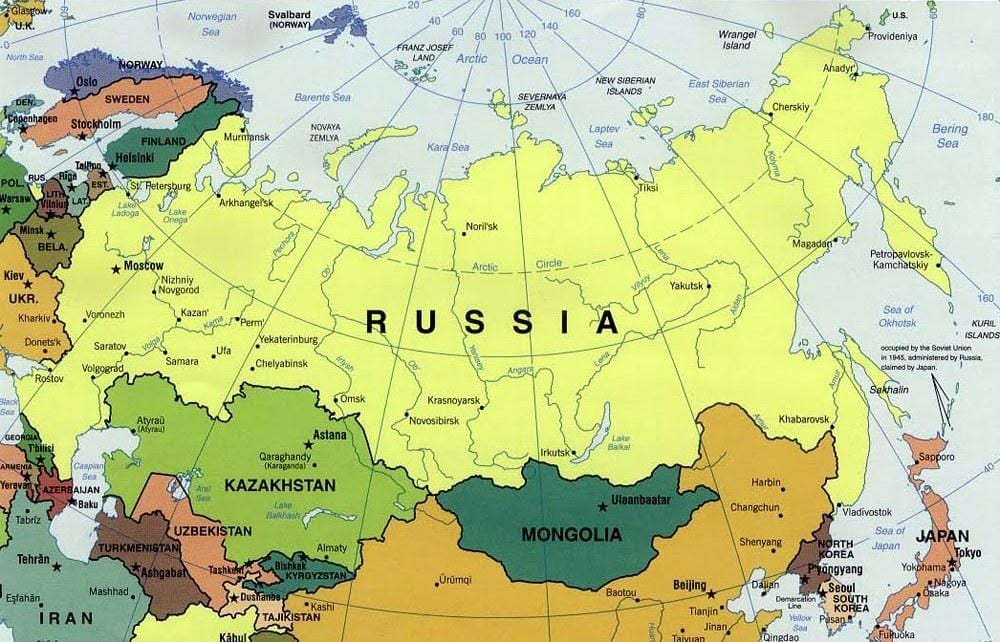 地図のロシアの近隣諸国