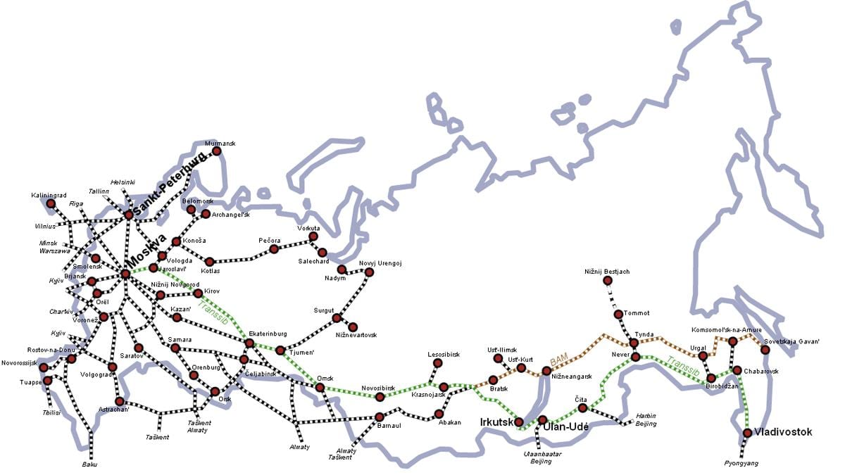 電車のロシア地図