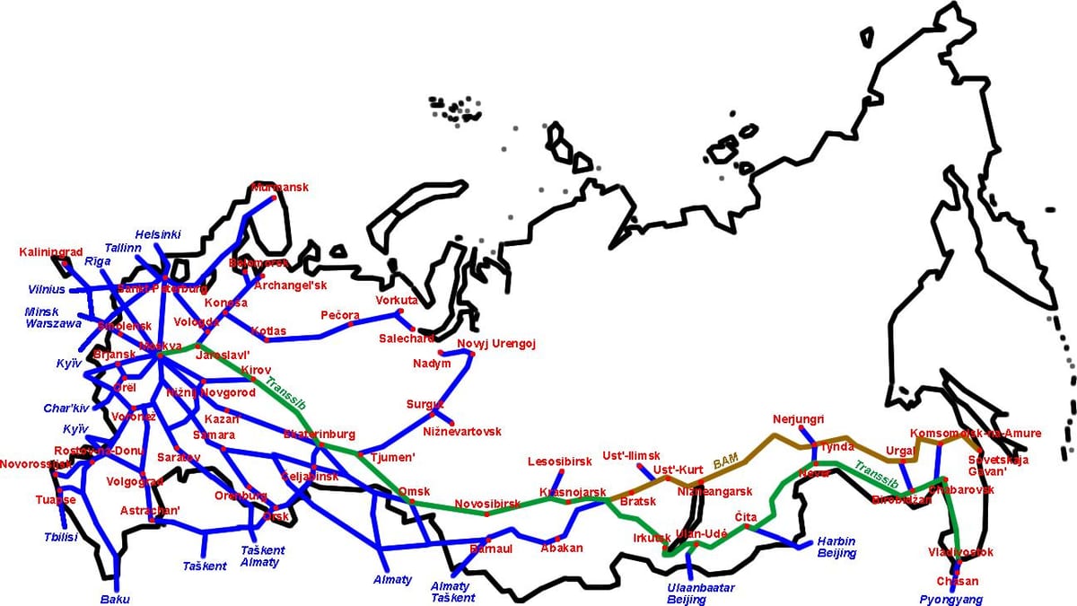地図のロシア鉄道