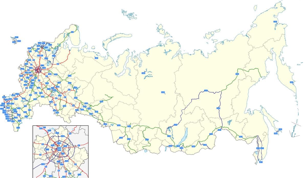 地図のロシアの高速道路