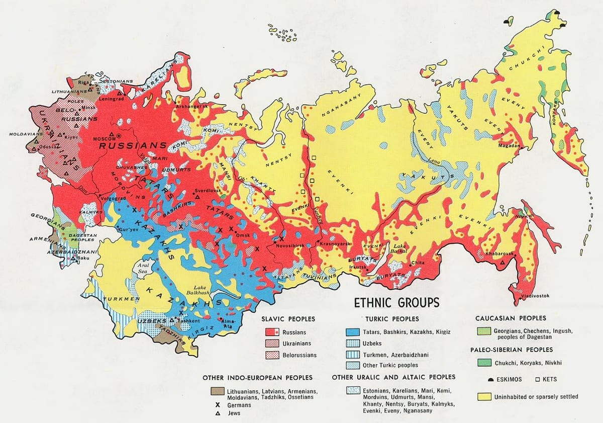 ロシアの宗教の地図