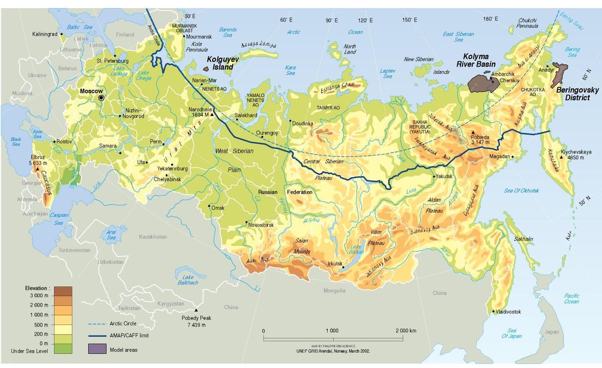 ロシアの物理地図