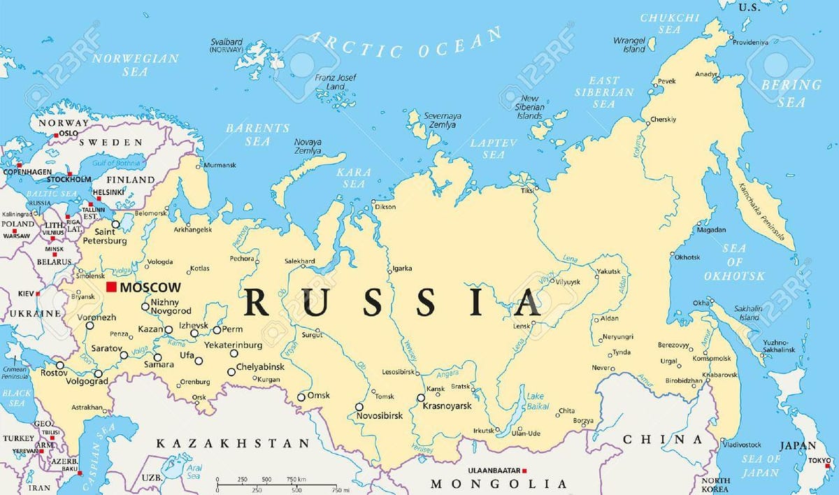 ロシアの資本を地図