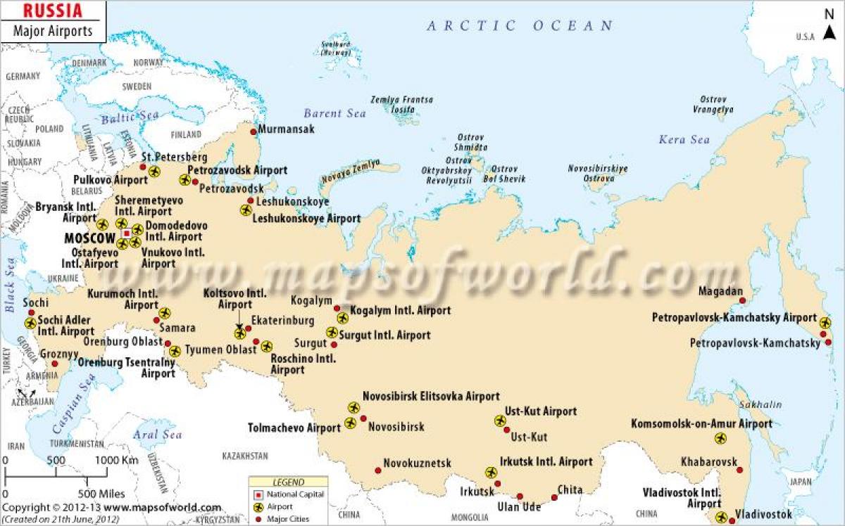 ロシアの空港地図