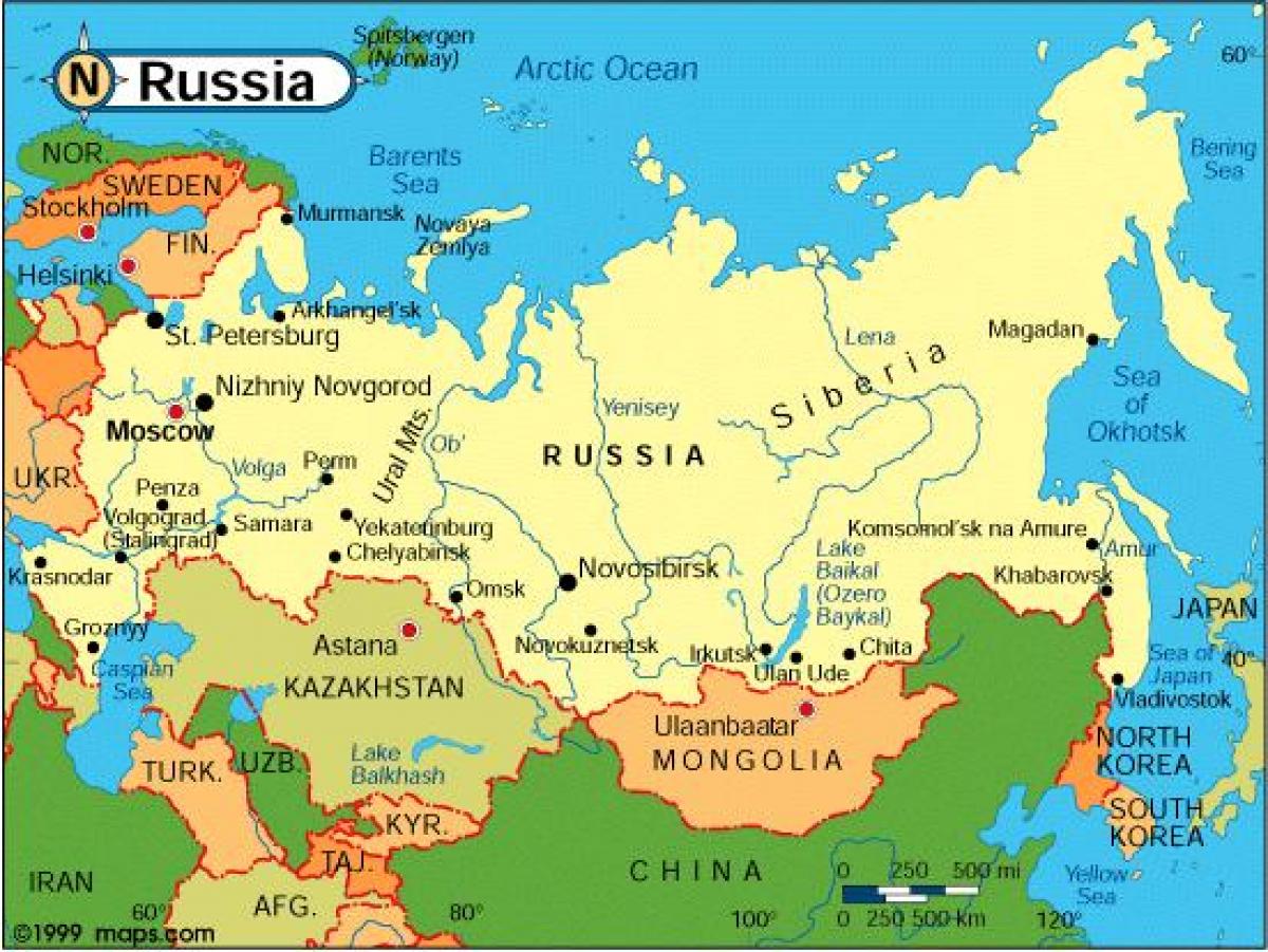 ロシアと周辺諸国の地図