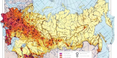 ロシアの人口密度の地図