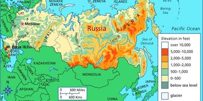 標高地図のロシア
