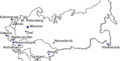 地図のロシア主要都市