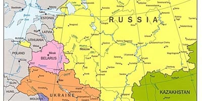 地図のロシア西部